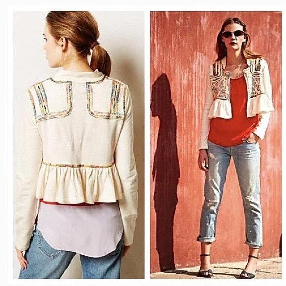 Anthropologie Lilka Whimsigoth Cropped Embroidered Valle Cardigan Whimsical XS - Picture 2 of 7